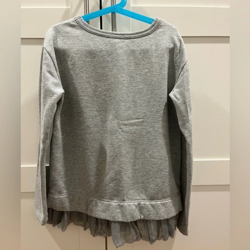 Crewcuts size 12 grey sweatshirt with sparkle silver tulle at bottom hem